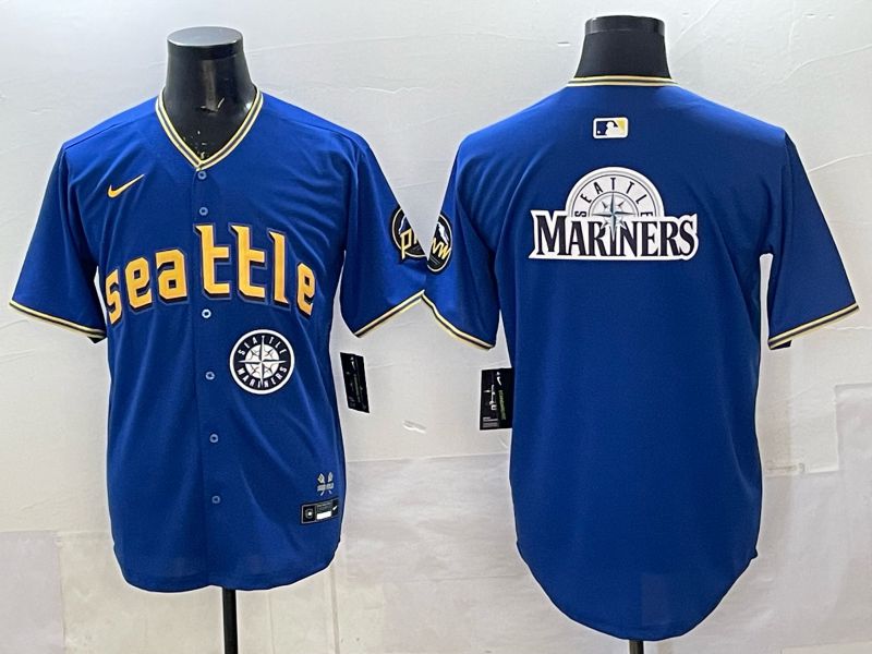 Men 2025 Seattle Mariners Blank Blue City Edition Nike MLB Jersey 31